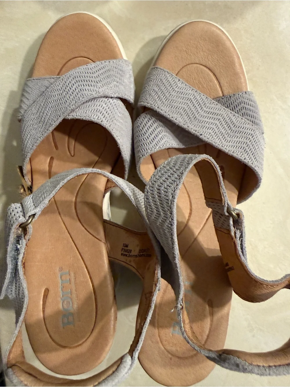 Born Women's Gray Wedge Sandals with Ankle Strap